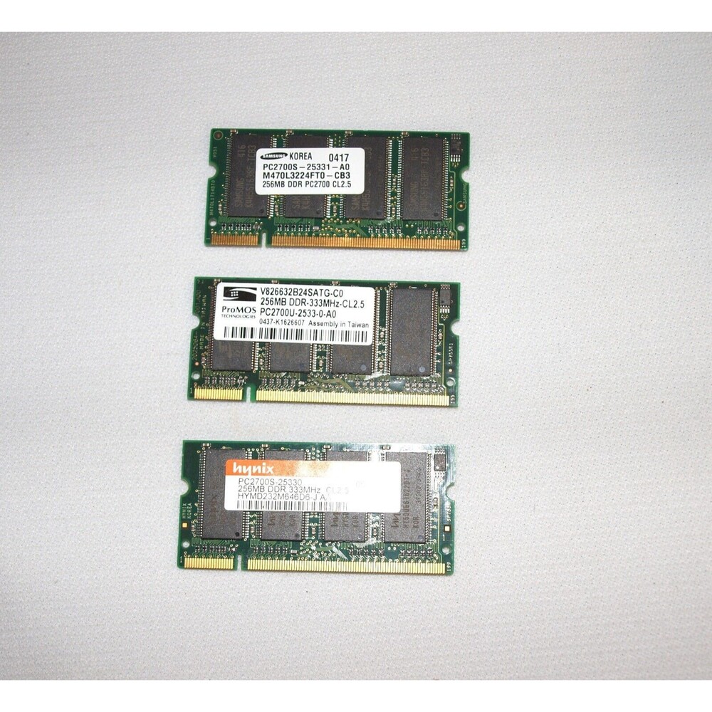 DDR PC2700 SODIMM 333MHz 256MB Hynix HYMD232M646D6-J Laptop Ram + 2 Same Specs